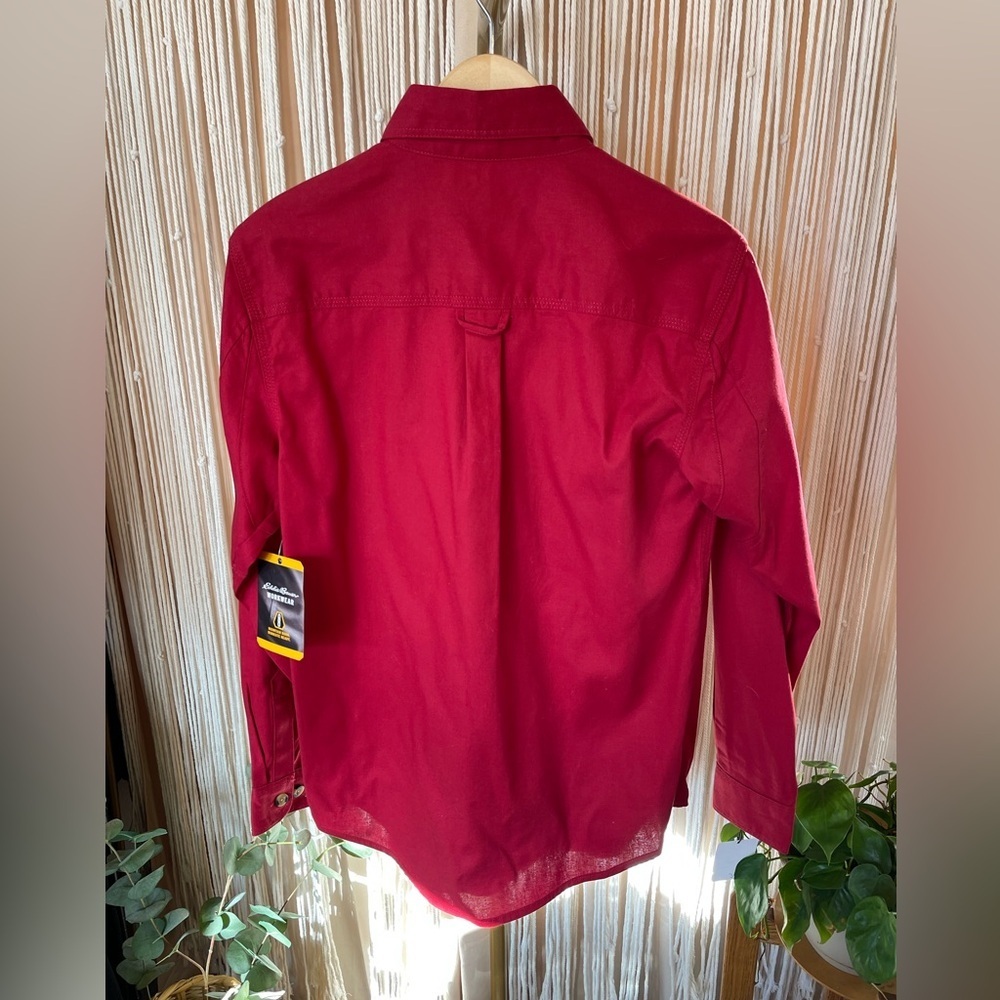 NWT Eddie Bauer Workwear Foreman Fit button down shirt long sleeve red Small (S) - Picture 5 of 7